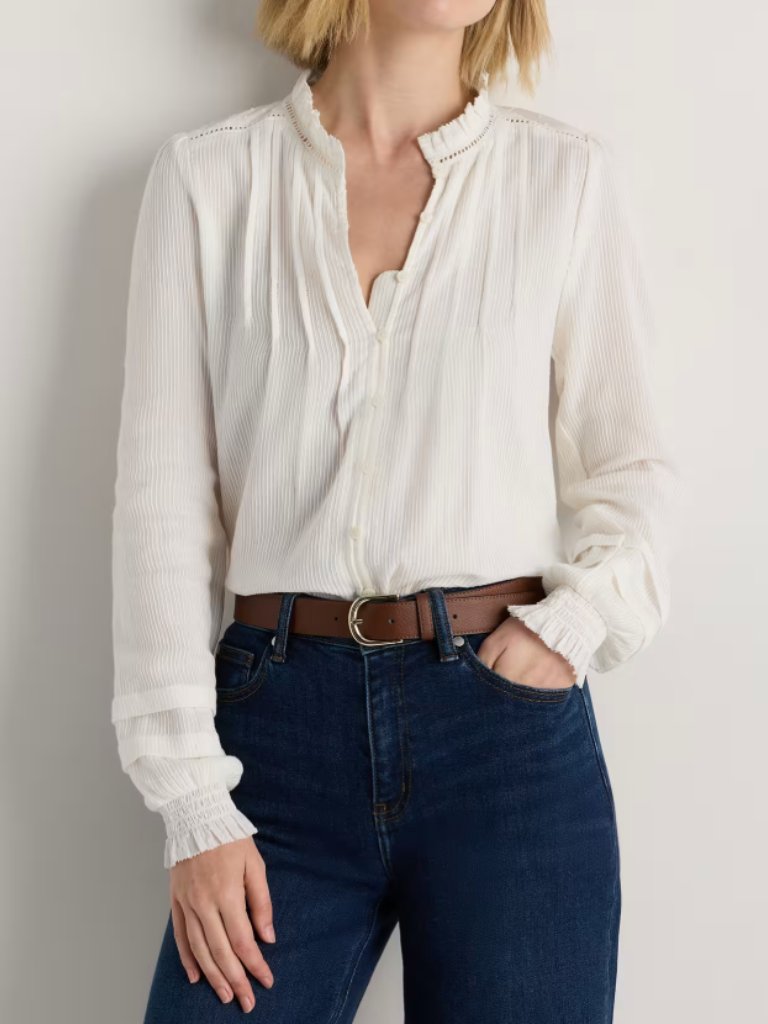 Nwt Organic Textured Cotton Peasant Blouse | Quince | Sz Xs